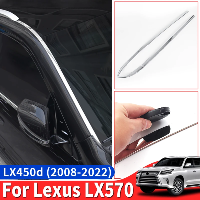 

Подходит для Lexus 570 LX570 комплект хромированных обрезанных полос для переднего лобового стекла 08-22 LX450d, обновление внешних аксессуаров