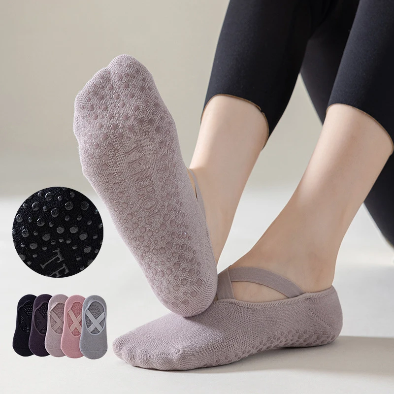 Yoga Socks Women Contrast Color Cotton Silicone Non-slip Pilates Grip  Low-ankle Sock - AliExpress