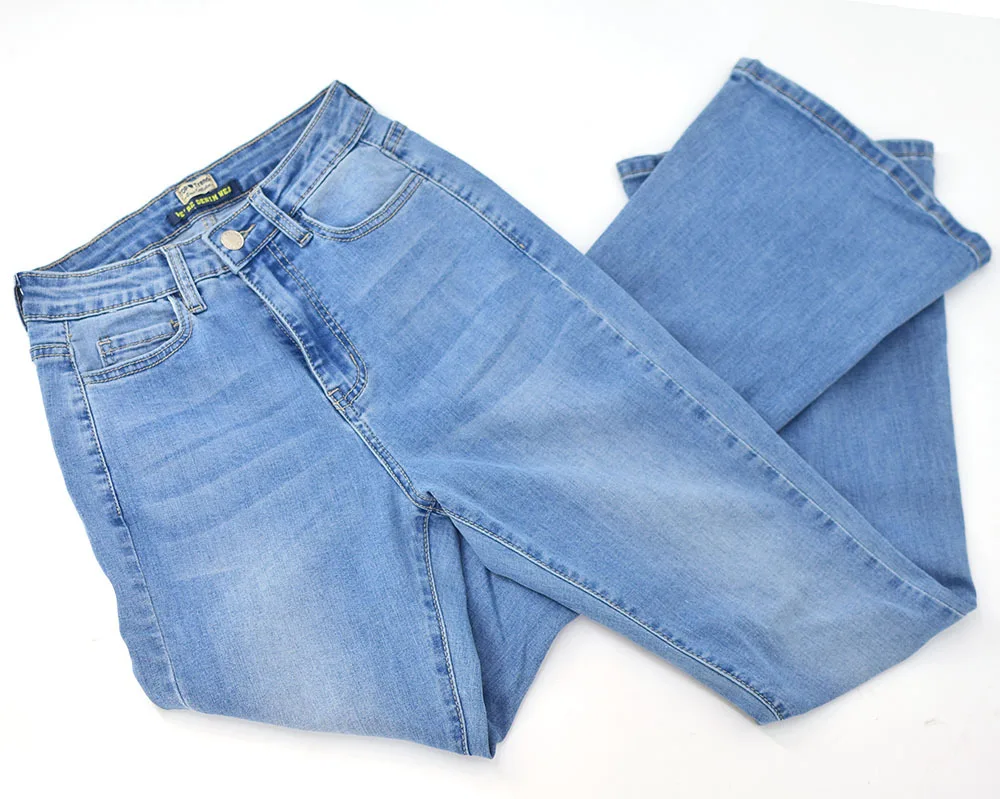 High Waist Retro Denim Pants Women Slim Fit Wrap Hip Denim Trousers Women Stretch Washed Jean Femme Light Blue Flare Pants gap jeans