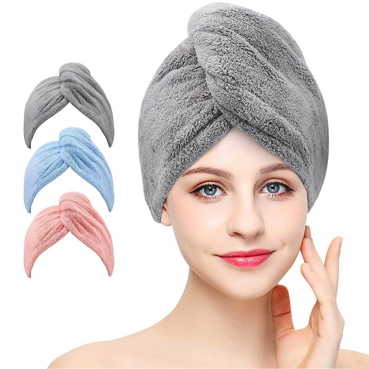 Toalla de microfibra para el cabello para mujeres y niñas, turbantes