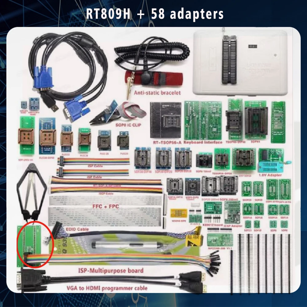 

Free Shipping Original RT809H+58 Adapters EMMC-Nand FLASH Extremely Fast Universal Programmer Series Set +Edid Cable WITH CABELS