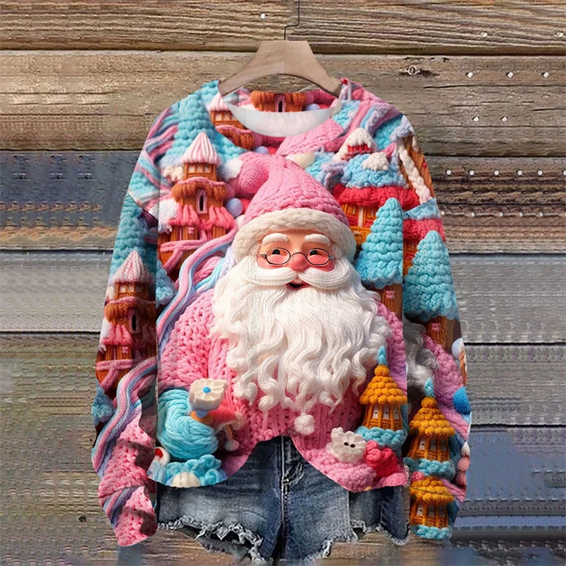 

New Christmas sweatshirt 3D digital printing women's autumn street trend crew neck shirt top