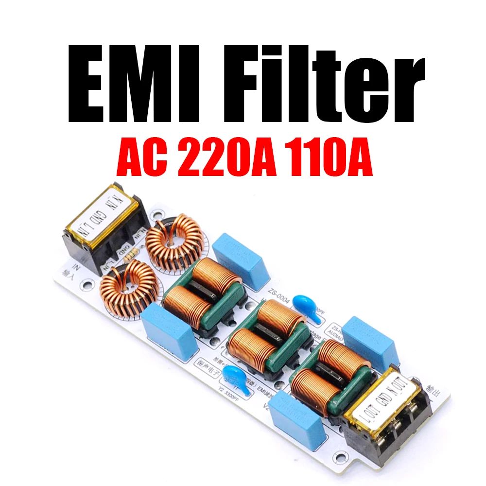 AC 110V 220V 6A 10A EMI Filter 4-stage Electromagnetic Interference Suppressor Common Power EMC Audio Amplifier Purifier