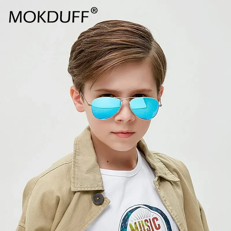Occhiali da sole polarizzati classici per bambini Occhiali da sole colorati per ragazzi Occhiali da 5-12 anni a specchio per bambini Occhiali con montatura in metallo UV400_voghion.com
