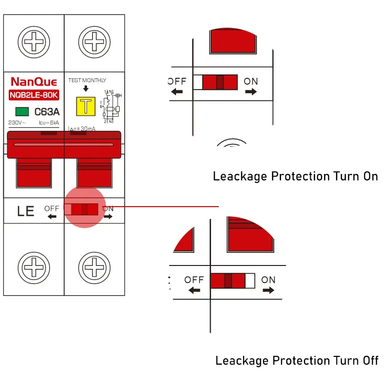 Type Een Rcbo Dc Leackage Protector Klasse Een Rcd Mini Aardlekschakelaar Dpn Ac Dc 230V 110V 10A 16A 25A 32Amp