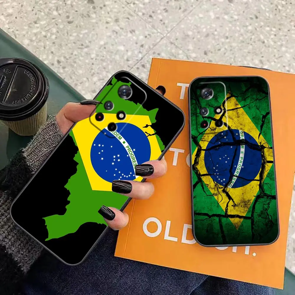 Custodia Per Redmi Note 12 11 10 9T 9S 9 8T 8 7 6 5 5A 4 A1 Go Pro Aprime 5G 4G Custodia Cover Funda Cqoue Shell Flag Of Brazil Football