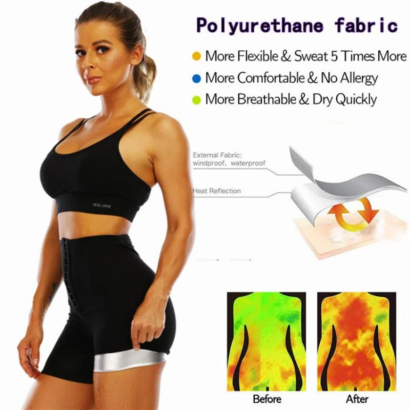 

Women's Belly control Butt Sweatpants Sauna harness High waist Body Workout breathable 3/5 point shorts
