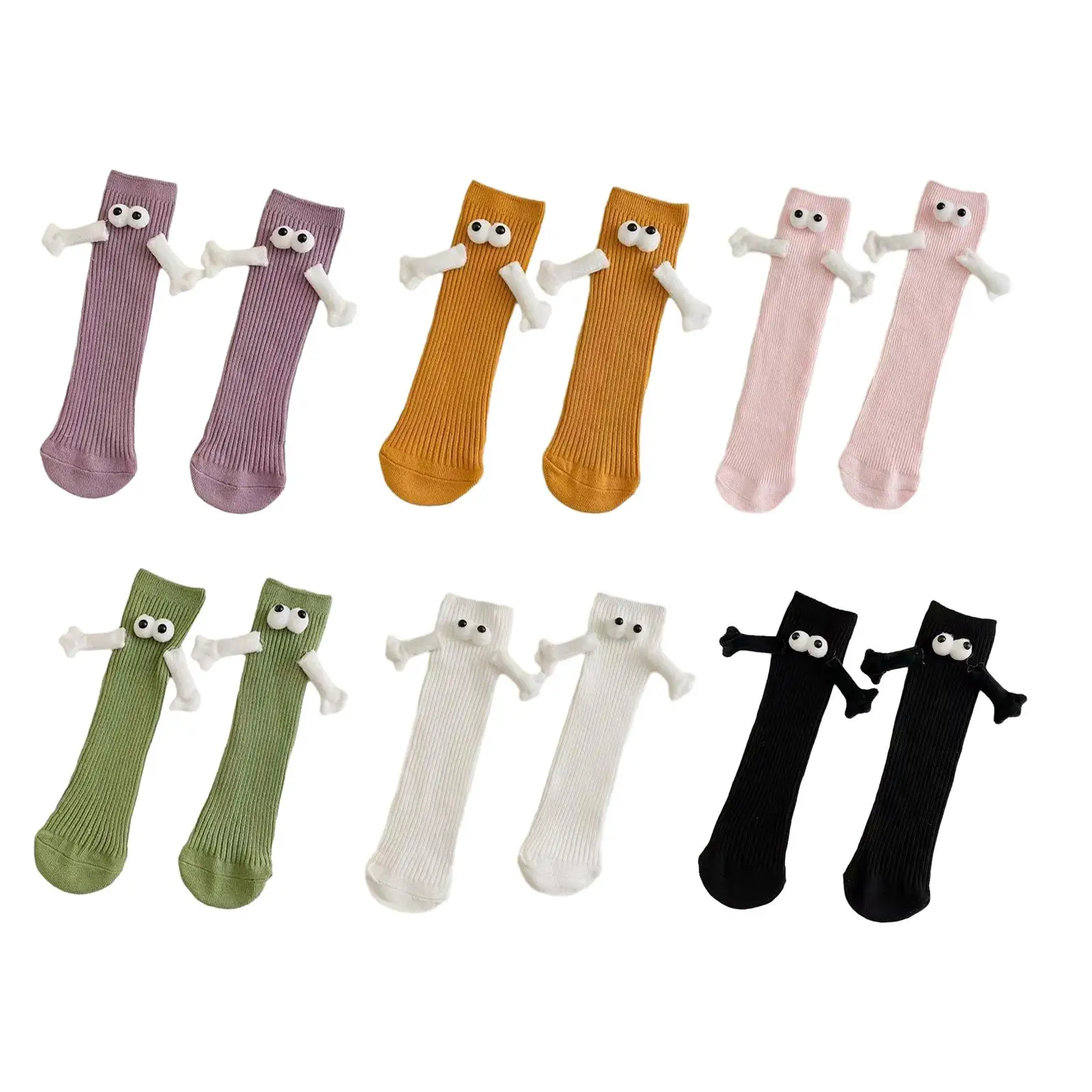 3D Doll Couple Socks Friendship Socks Unisex Gifts for Women Men Soft Magnet Breathable Mid Tube Cute for Friends