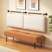 Wall Mounted Upholstered Headboard with Linen Fabric, Beige King Size for Bedroom Decor 5