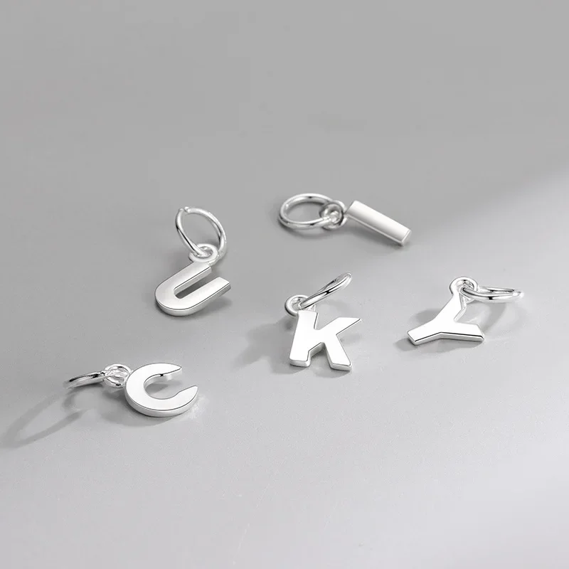 TrustDavis Real 925 Sterling Silver 26 Letters Charm Pendant Handmade DIY Fit Necklace Fine Jewelry Accessories DH0020