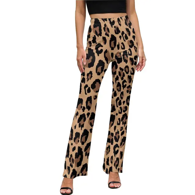 Snow Leopard Pants Elastic High Waist Animal Skin Print Aesthetic Flare  Pants Summer Home Graphic Oversized Trousers - Pants & Capris - AliExpress