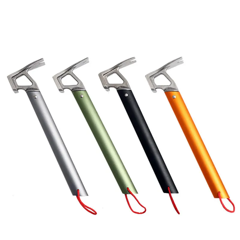 

O50 Outdoor Lightweight Aluminum Alloy Handle Stainless Steel Hammer Camping Tent Canopy Ground Nail Hammer Nail Extractor