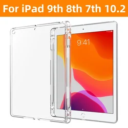 Transparent iPad Case with Pencil Holder and Durable TPU Cover for iPad 7 2019