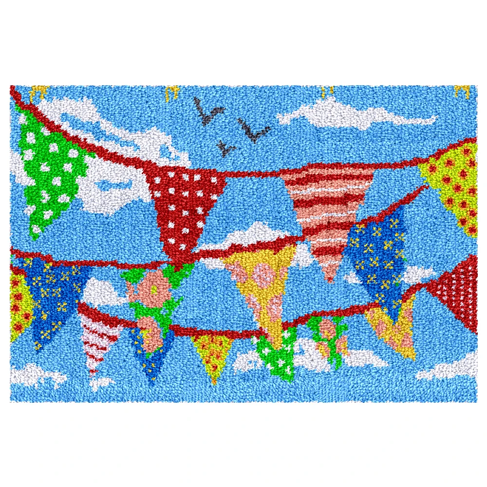 

Latch hook kits carpet with printed canvas Bunting for Adults Beginners Carpet embroidery Rug making kits Craft kits for adults