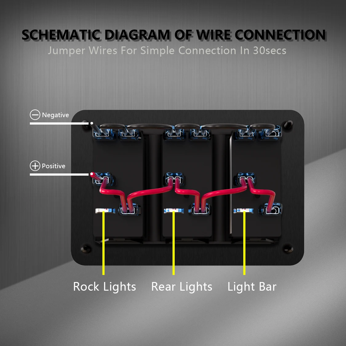 3 Gang Rocker Switch Panel Jeep Wrangler 3 Gang Aluminum Rocker Switch