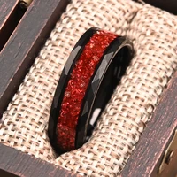8MM Mens Black Tungsten Carbide Ring with Red Opal Inlay Wedding Bands Engagement Rings Durable Scratch Resistant Jewelry Gifts - Image 4