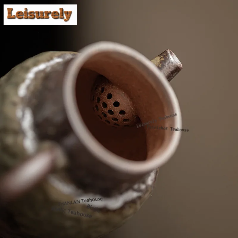 Old Rock Clay Clear Water Teapot Traditional Tea Infuser Pot Tea Making Kettle With Ball Hole Tea Ceremony Collection Supplies