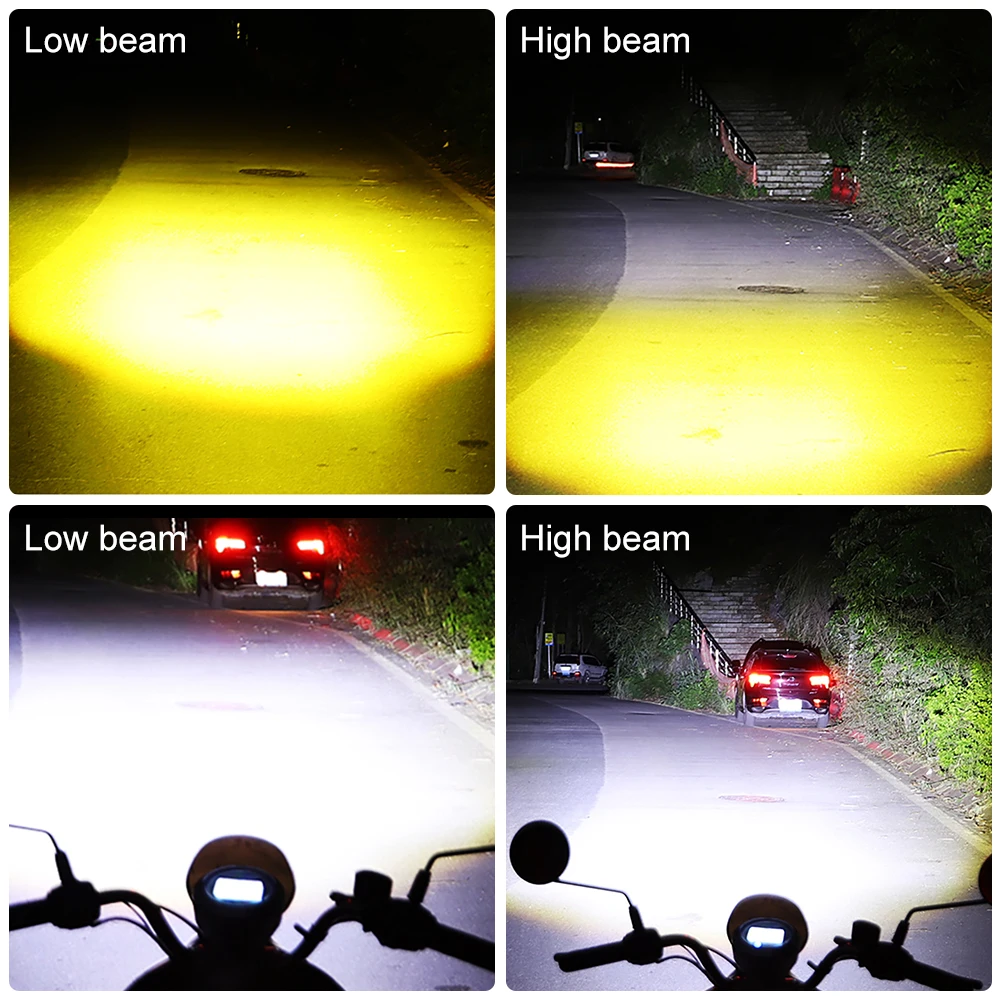 Motorcycle Headlight 10000LM H4/H6 12V LED Moto Spotlights CSP Lens White Yellow Hi Lo Lamp Scooter Accessories Fog Lights