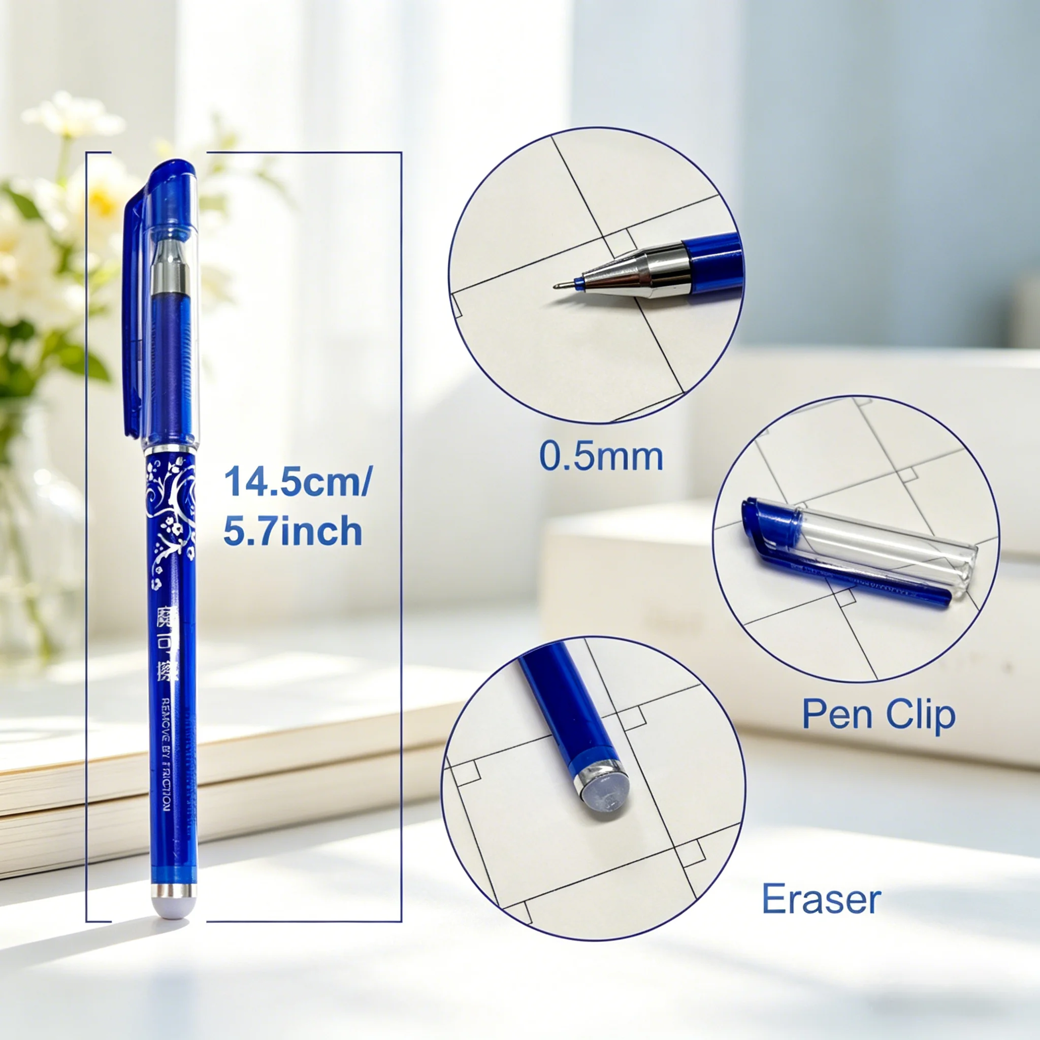 Erasable Gel Pen Set for Smooth Writing - Blue and Black Ink for School, Office, and DIY Stationery Supplies