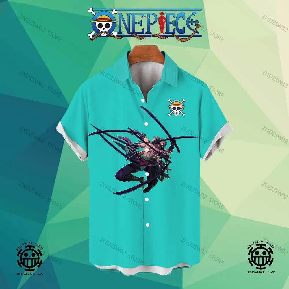

2023 Original Men's Shirts Monkey D Luffy 5Xl One Piece Beach Social Shirt Leisure Blouses Cool Clothes HD Print Zoro Summer New