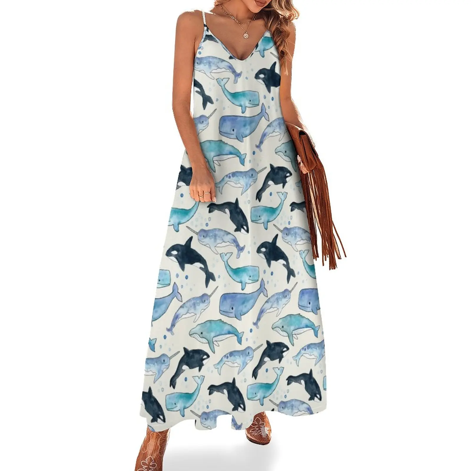 

Whales, Orcas & Narwhals Sleeveless Dress women's summer clothing 2023 Woman dresses chic and elegant woman dress