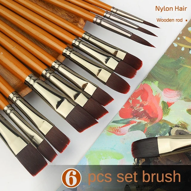 12 Pcs Flat Head Paint Brush Art Paintbrush Sets Long Handle Cleaning  Brushes for Acrylic Painting Watercolor Wood Wall - AliExpress