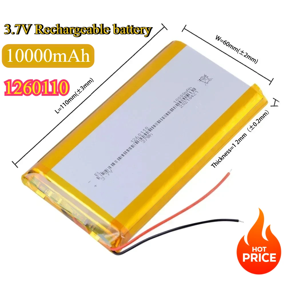 3.7V 10000mAh 1260110 Batteria ai polimeri di litio Batterie ricaricabili ai polimeri di litio per giocattolo Accumulatori e caricabatterie di riserva GPS Laptop Luci da campeggio Fai da te - immagine 2