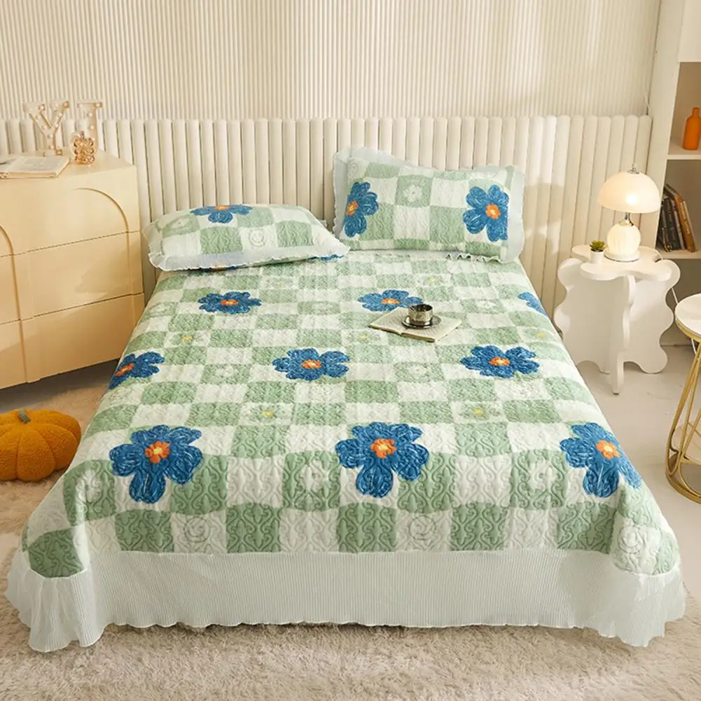 

Bed Cover No Pilling Delicate Milk Velvet Autumn Winter Bedroom Warm Fleece Double Bed Floral Print Bedspread Bed Sheet Sabanas