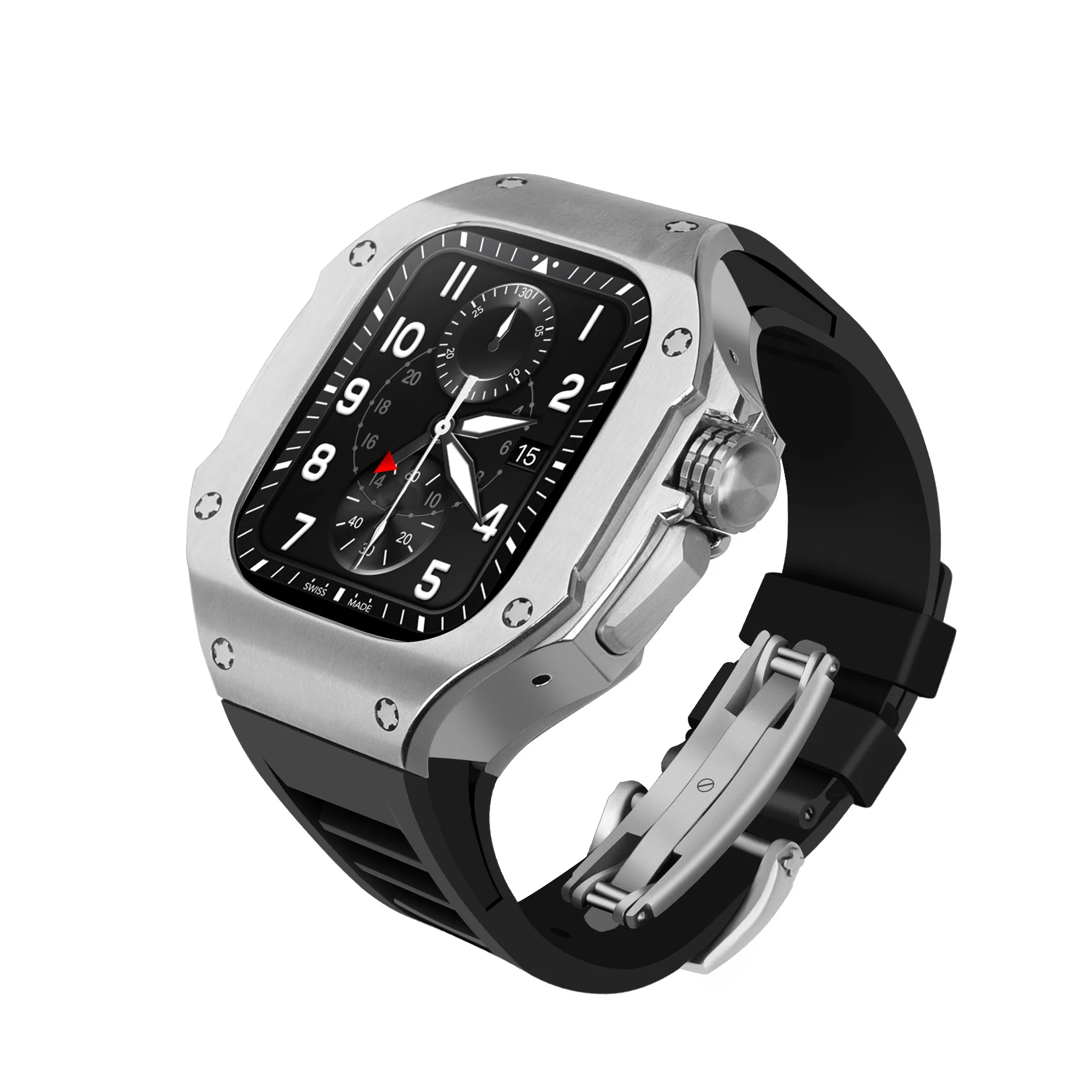 Luxury Stainless Steel Case Modification Kit for Apple Watch 8 Ultra Rubber Band IWatch Series 8 49mm Sport Bracelet Refit Mod