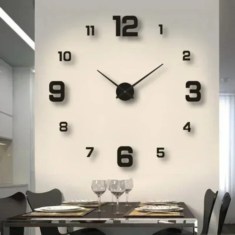 Wall Clock Wall Clock Sticker Mirror Clock Face New Modern Design Large Wall Clock 3D DIY Quartz Clocks Fashion Watches Acrylic Mirror Stickers Living Room Home Decor