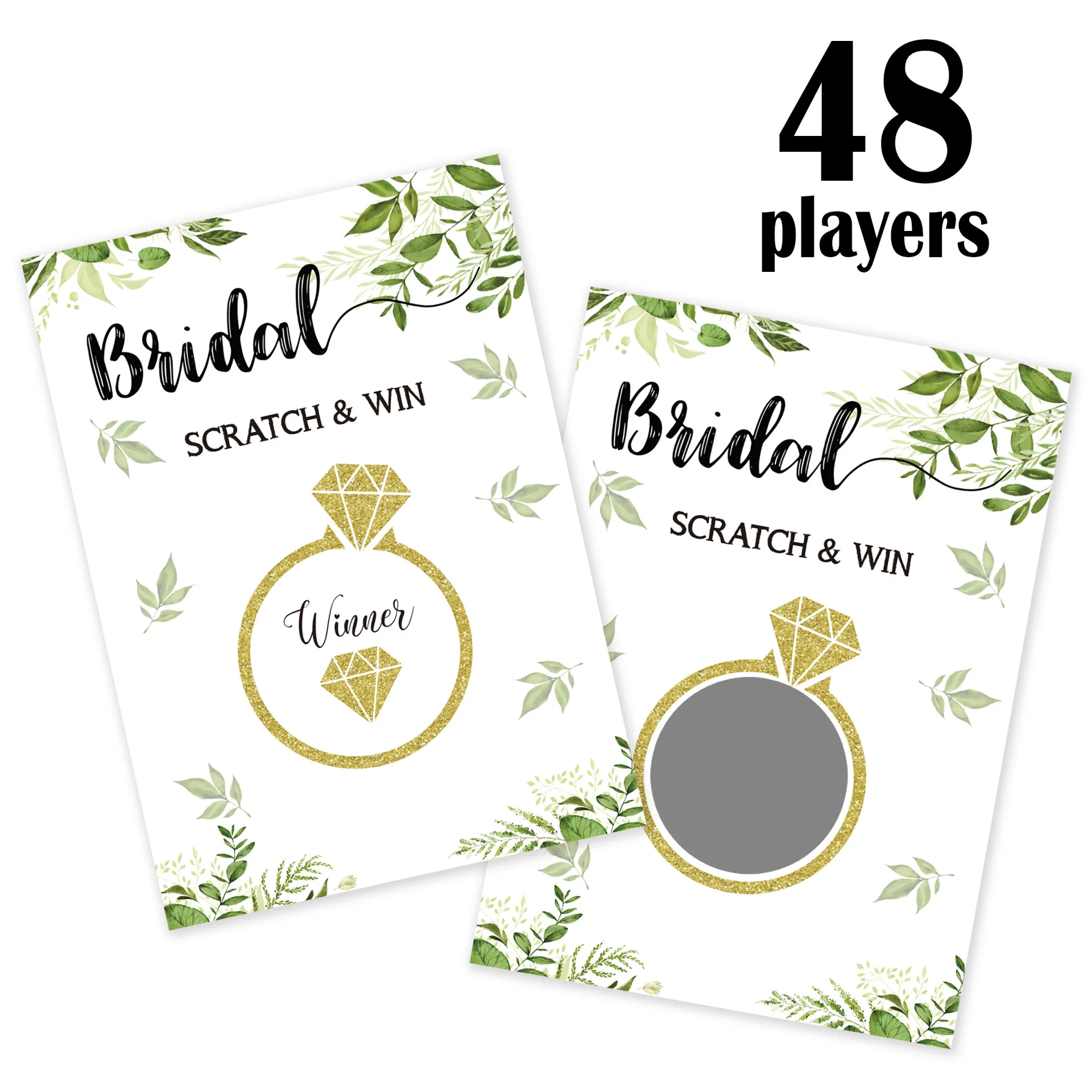 Wedding Bride to be Pai Team Game Card Bridal Shower Party Ring Scrape Card Leaves 48Pcs greeting cards