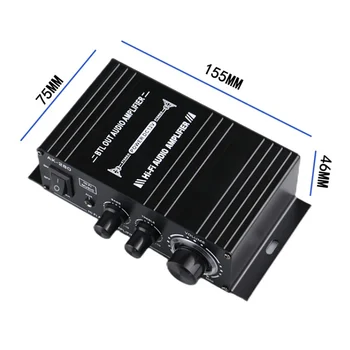 AK280 Mini Digital Sound Amplifier 2.0 Channel 40W+40W HIFI Stereo Audio Power Amplifier for Home Car Bass Treble 6