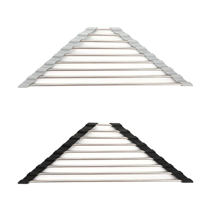 CCYKXA Égouttoir à vaisselle triangulaire enroulable pour évier de