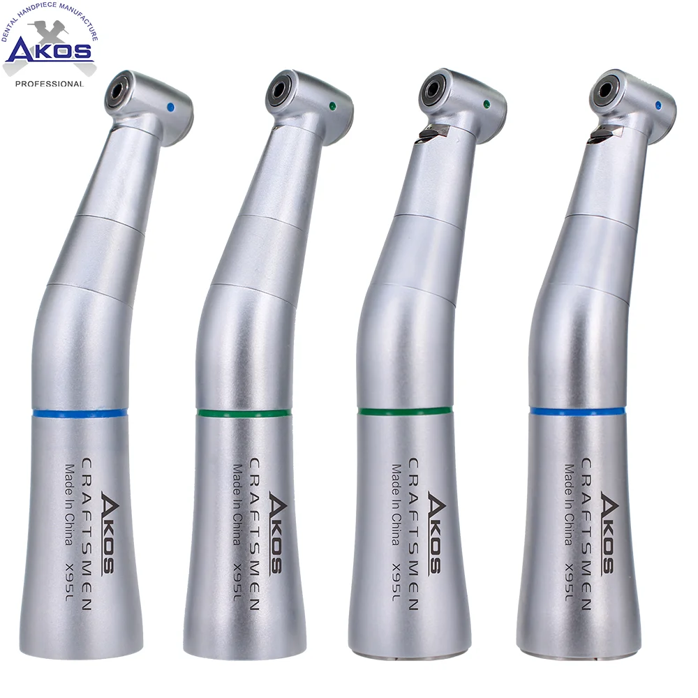 

Dental Contra Angle low Speed Handpiece 1:1 4:1 KV E20L Type With / None Optic Fiber Head Blue Rings Green Rings