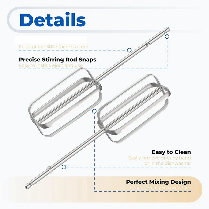 Hand Mixer Beaters attachments Compatible with Hamilton Beach Hand Mixers  62682RZ 62692 62695V 64699, For Replacement Hamilton Beach Mixer Parts