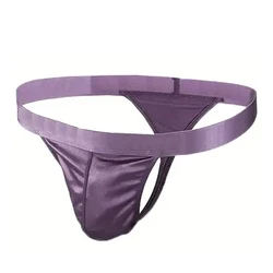 Men's Plus Size Satin Silky Breathable G - String Underwear - S (PURPLE)