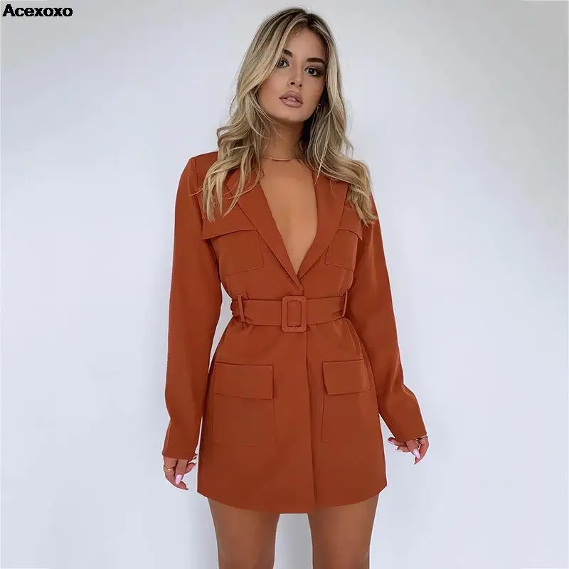 

Autumn and winter new women's fashion casual solid color retro long sleeve cardigan suit jacket