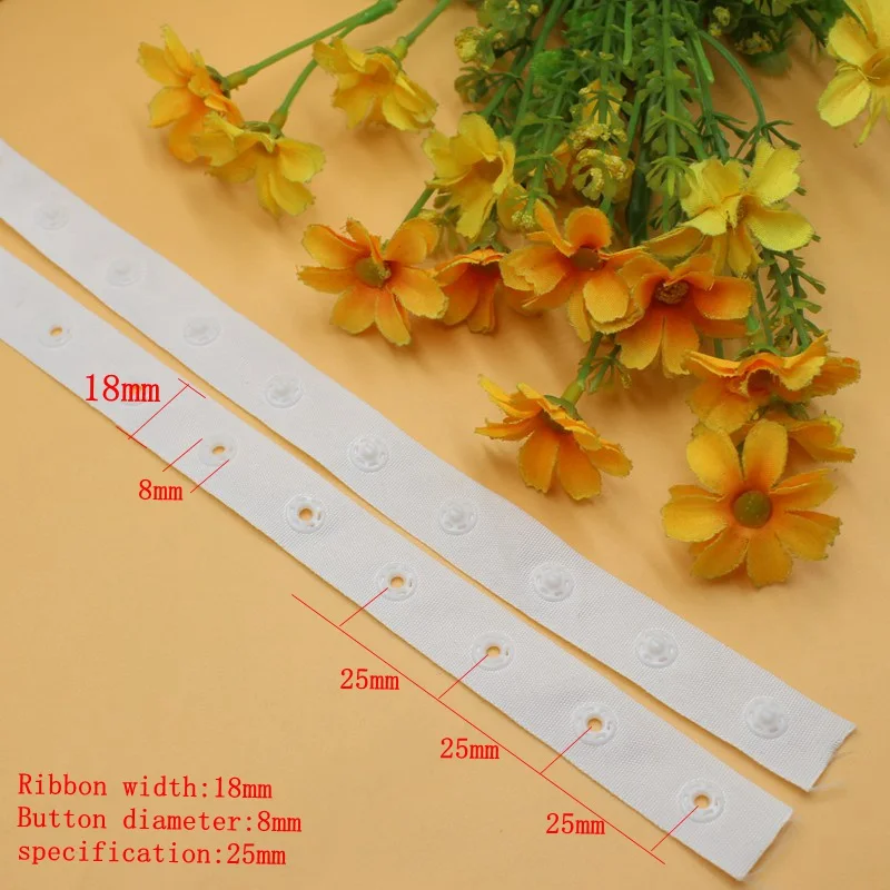 2 / 5yards/lot colourful plastic snap button ribbon tape trim for garment tapes buttons bag sewing accessories scrapbooking 5