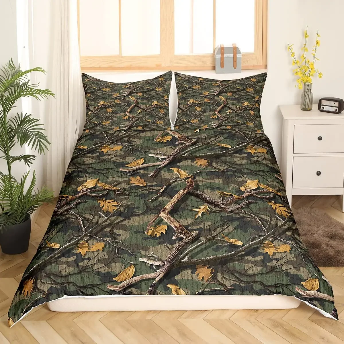 Cartoon Aircraft Duvet Cover Set Full Size Blue Green Airplane Bedding Set 3Pcs Army Camo Comforter Cover for Kids Boys Teen Men