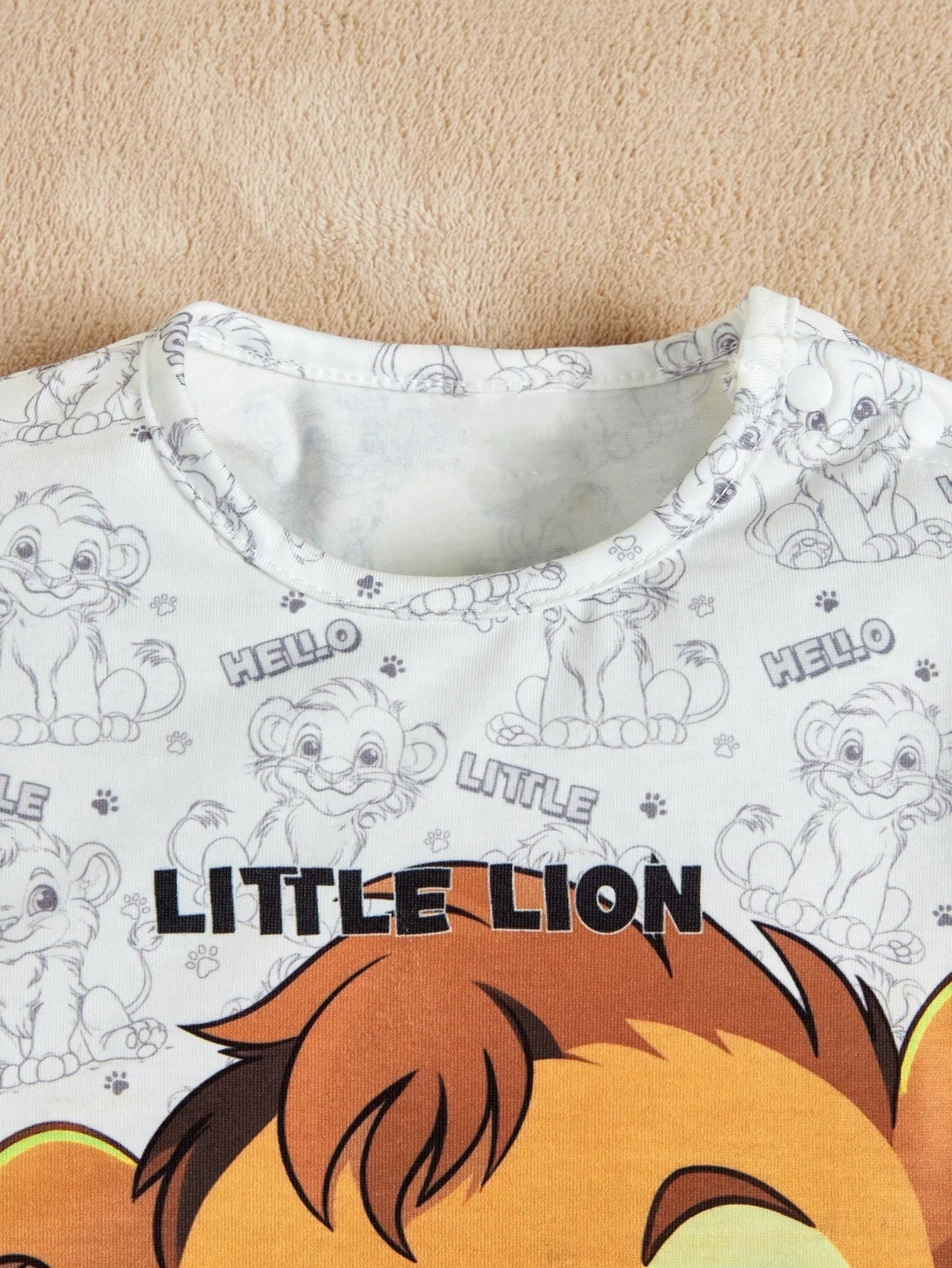 Summer cute boy short sleeved sports and casual wear set, daily little lion printed children's clothing, cartoon breathable men'