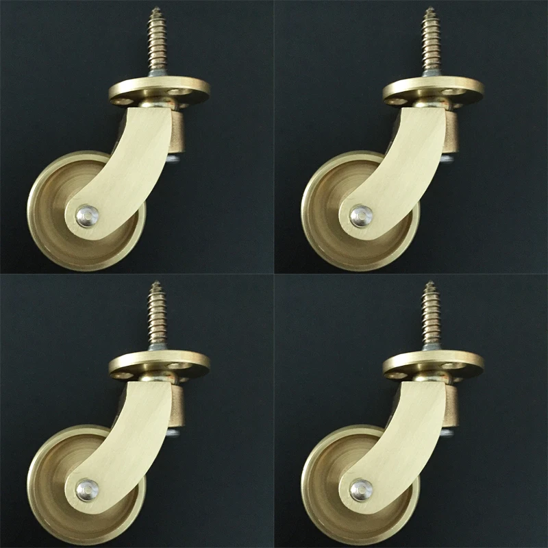 

4PCS 1.25'' Solid Brass Casters Table Chair Sofa Couch Cabinet Feet Castors 360° Swivel Furniture Rollers Smoothly Moving Wheels