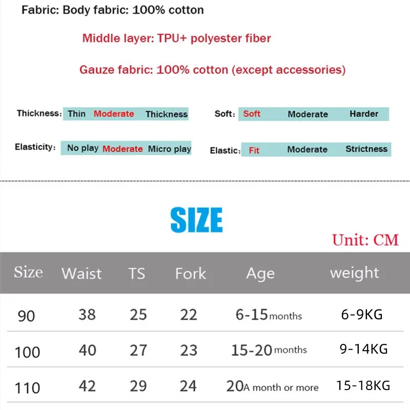 Baby Training Pants 3PC Waterproof Reusable Cotton Baby Training Pants Infant Shorts Underwear Cloth Baby Diaper Nappies Panties Nappy Changing