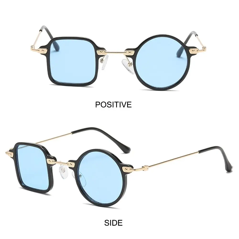 Retro UV400 quadratische runde Sonnenbrille, klare, einzigartige Herren-Punk-Sonnenbrille, asymmetrische Sonnenbrille, Ocean Lens ShadesY2K-Brille für Damen – Detail 8