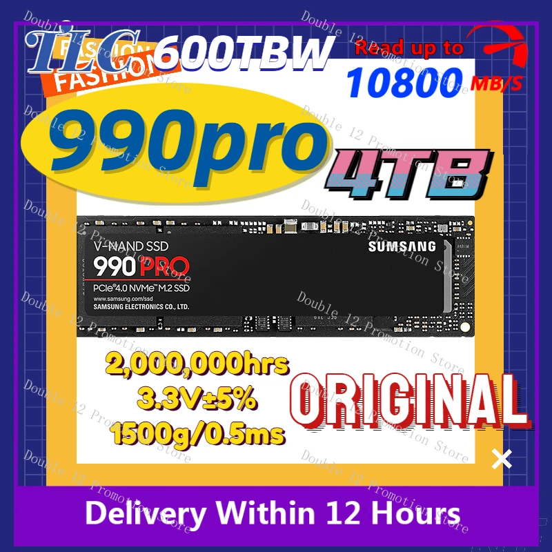 

Newest 990Pro 4TB 2TB 1TB SSD Hard Drive M.2 2280 NVMe PCIe 5.0 X 4 Internal Solid State Drive for PC/Laptop/PS5 Up To 10800MB/S