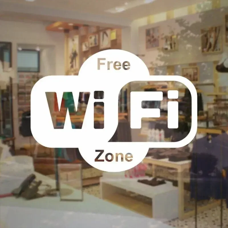 Wifi Zone Wireless Internet Cafe Restaurant Wall Sticker Vinyl Art Removable Poster Muarl Decoration for Office Door LX135