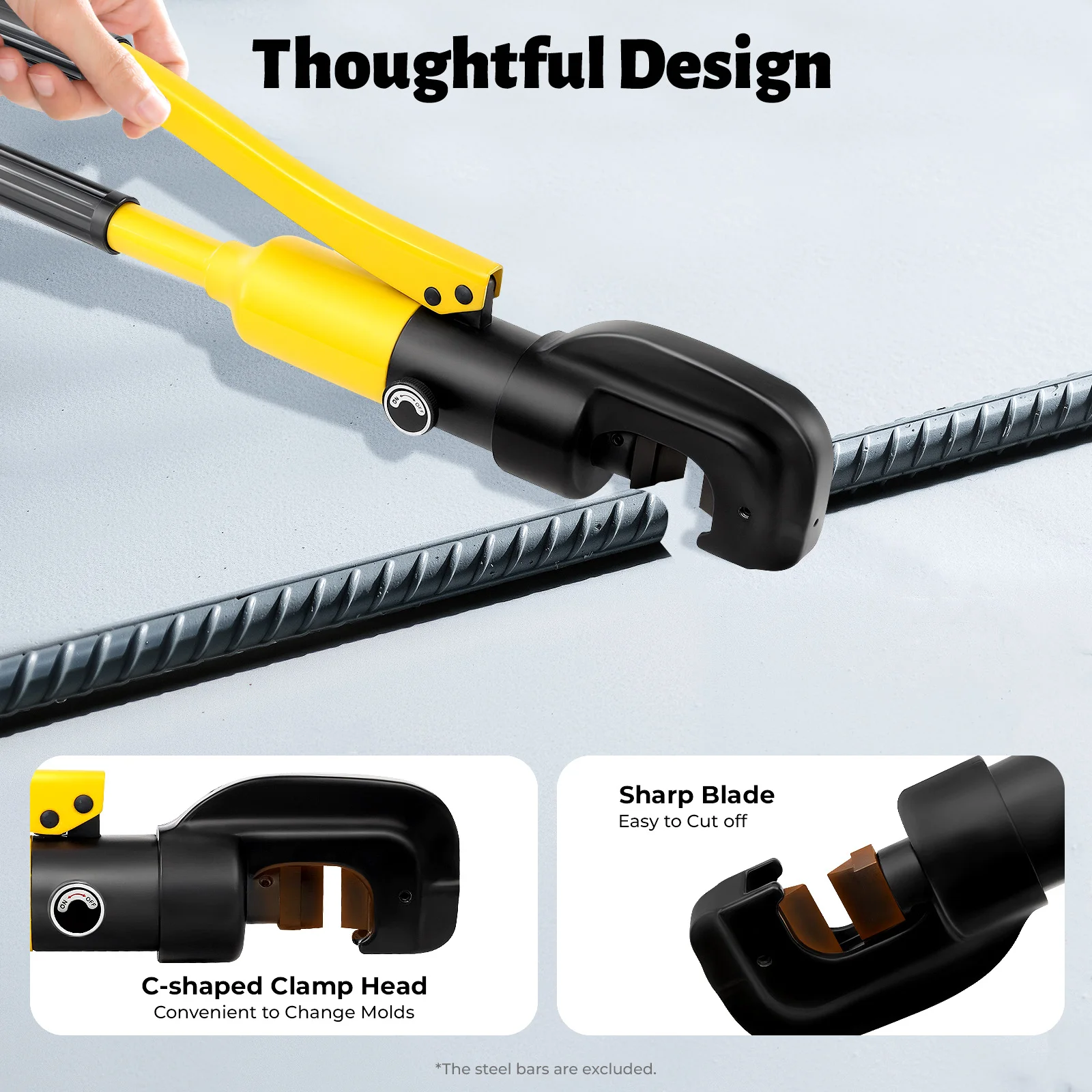 13T/8T Heavy Duty Hydraulic Rebar Cutters Handheld Cutting Tool with Case 4-22mm for Construction Site Metal Work