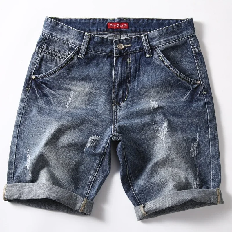 Men Gray Denim Shorts Jeans Pants Men Cotton Knee Length Short Jeans Summer Male Large Size Denim Shorts 42 for men jeans,denim pants,denim shorts,summer jeans shorts