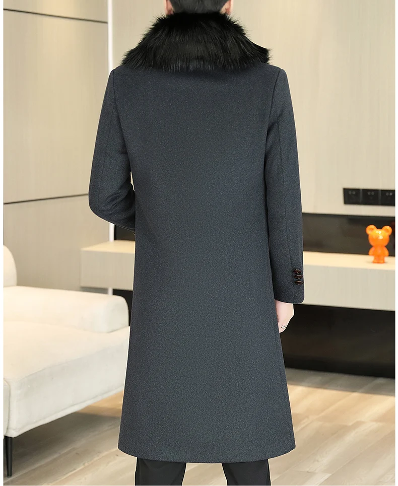 Hohe Qualität 2025, Winter Herren Wollmantel, Oberbekleidung, lässiger Pelzkragen, abnehmbare Wolle, Windjacke, Jacken, verdickte Grabenkleidung – Detail 12