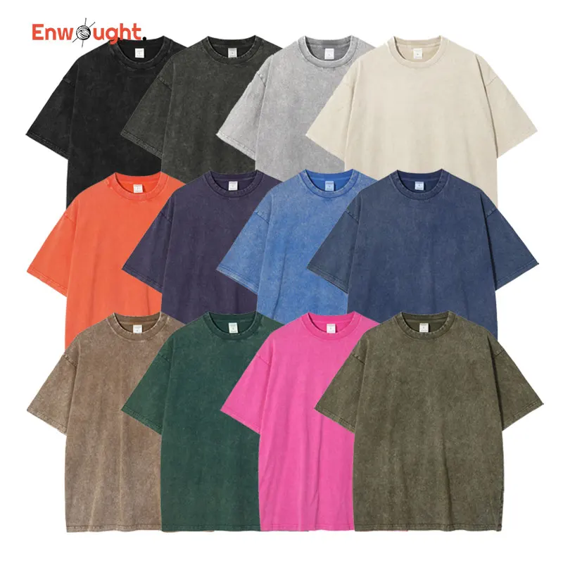 

Однотонная винтажная промытая футболка в уличном стиле, Однотонная футболка большого размера с коротким рукавом, топы Rerto, футболки, Прямая поставка для мужчин и женщин, 100% хлопок