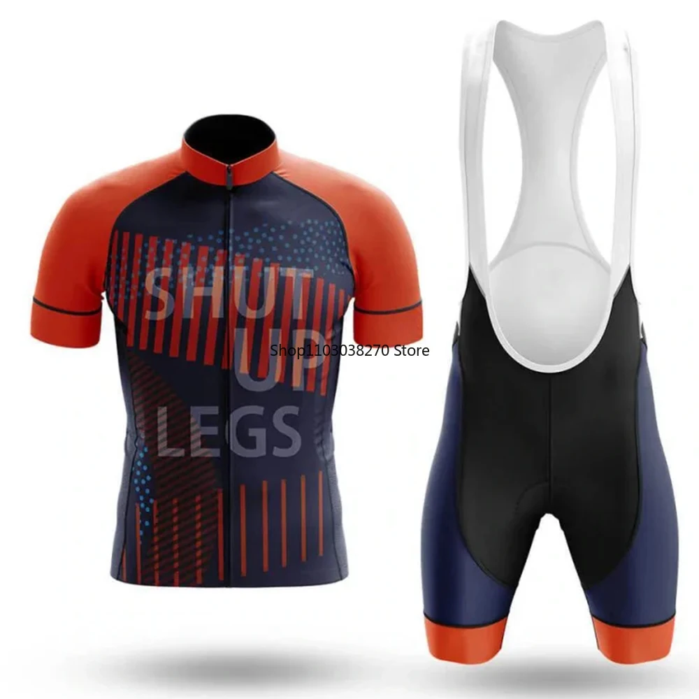 

Shut Up Legs Cycling Set Bib Shorts Bike Jersey Bicycle Shirt Short Sleeve Clothes Cycle Downhill MTB Mountain Suit